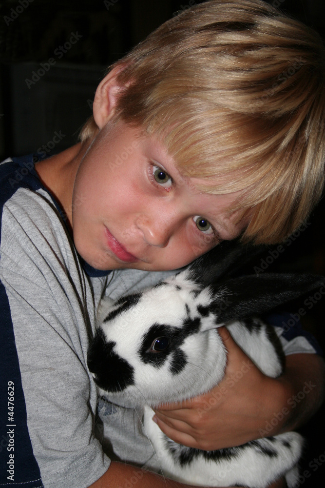 Boy with Pet Rabbit Boy with Pet Rabbit