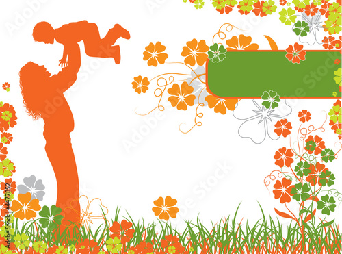 Mother, floral background, vector 