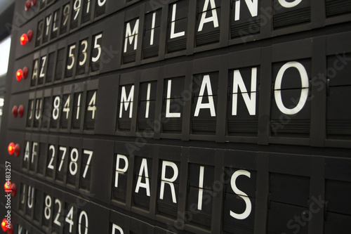 Paris and Milano - airport info board