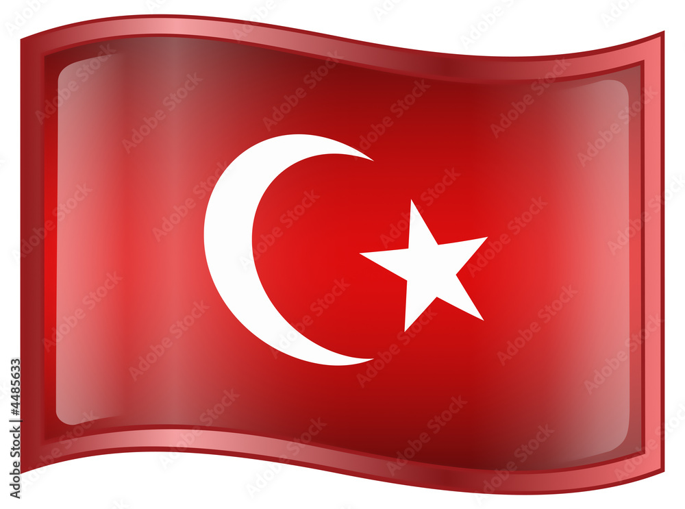 Obraz premium Turkey Flag Icon, isolated on white background