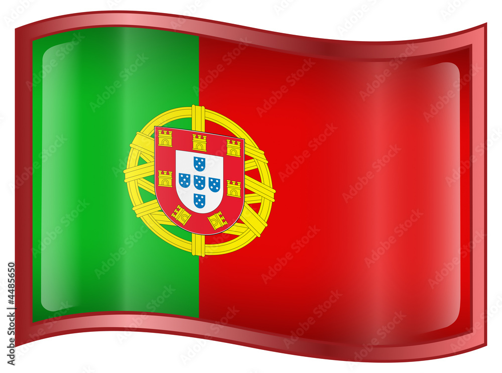 Obraz premium Portugal Flag Icon, isolated on white background.