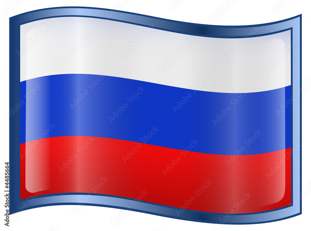 Fototapeta premium Russia Flag Icon, isolated on white background.