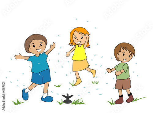Kids playing with the Sprinkler