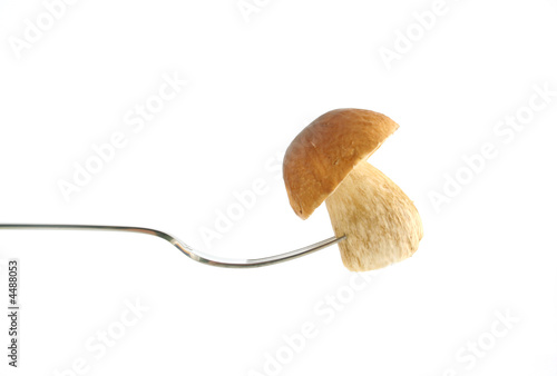 tasty mushroom on fork