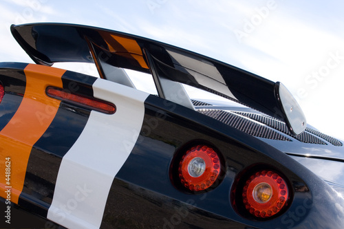 Rear of black racing car