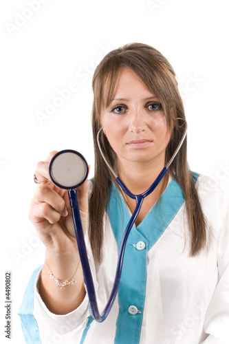 young woman doctor with stethoscope
