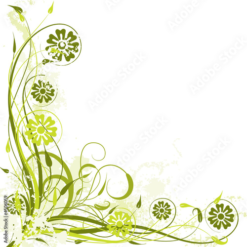 Grunge floral background, vector