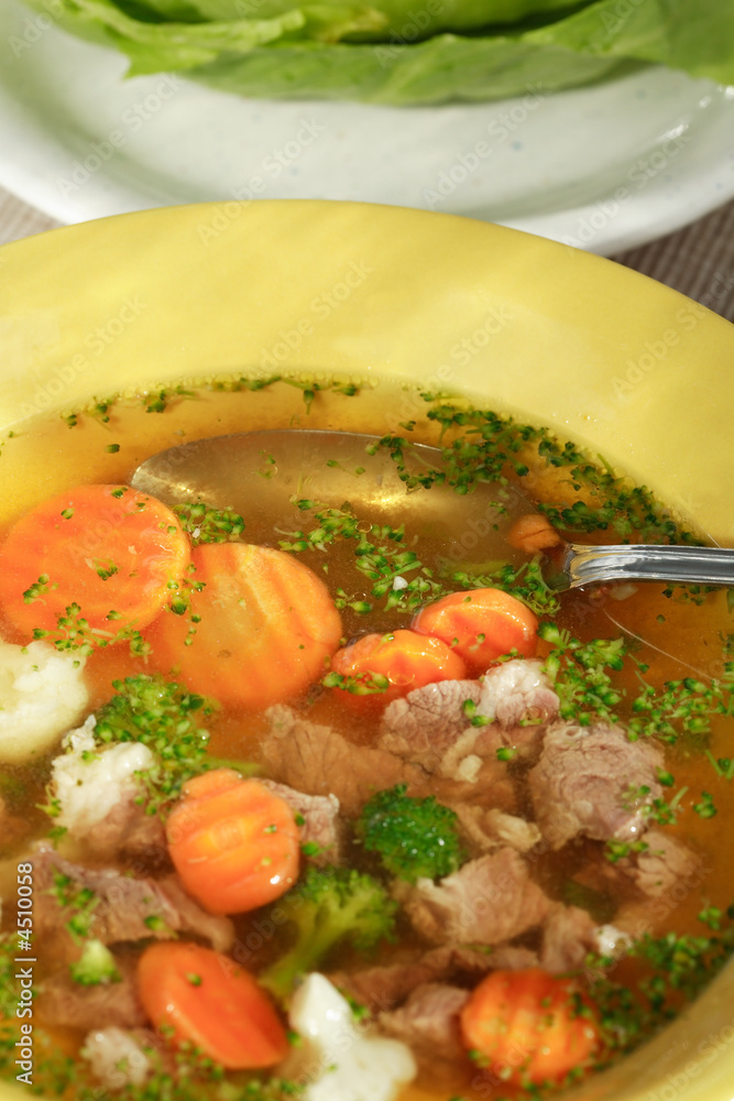 Delicious vegetable soup with meat Delicious vegetable soup with meat