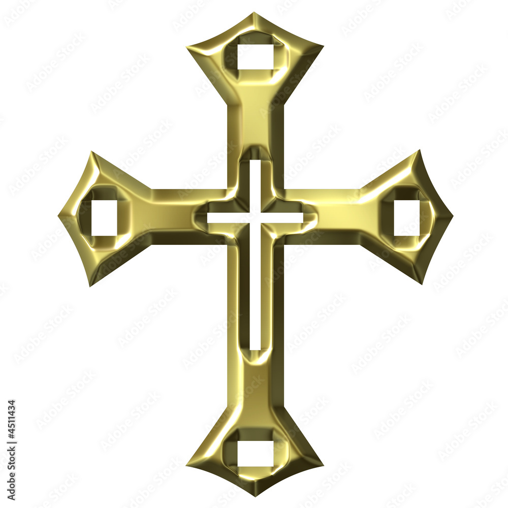 3D Golden Artistic Cross