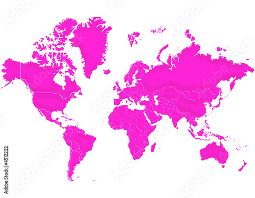 Carte Monde Fuchsia Satin