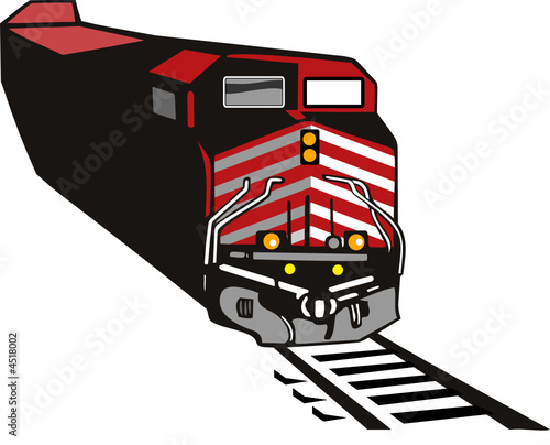 Train traveling on tracks