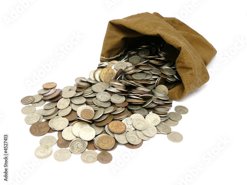 money coins in bag