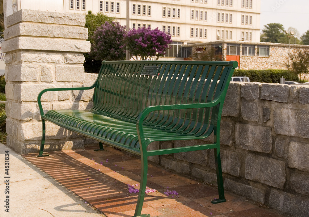 Green Metal Bench