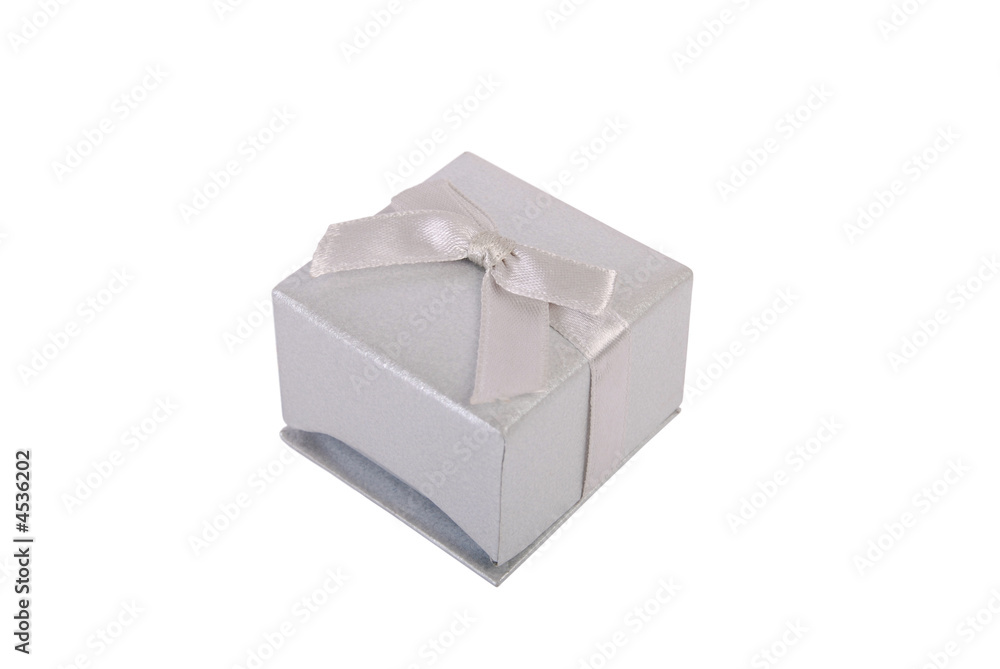 Silver gift box for ring or earrings - isolated on white Silver gift box for ring or earrings - isolated on white