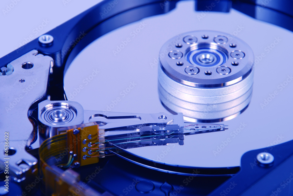 External casing of hard disc drive in blue tone External casing of hard disc drive in blue tone