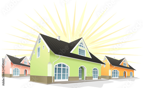 Residential area, houses, homes, realty. Vector illustration