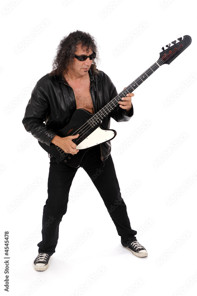 Guitariste avec blouson en cuir