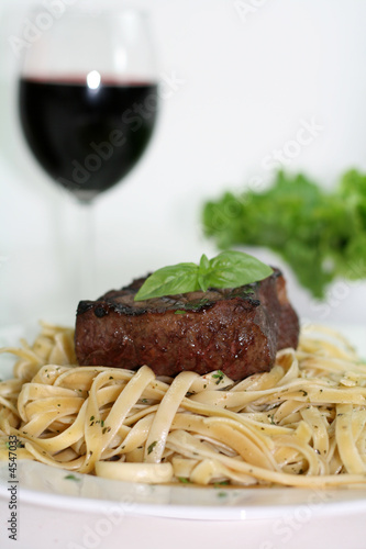 Steak over Pasta