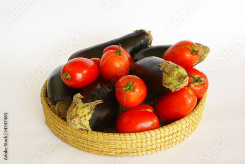 Plum tomatoes and eggplants