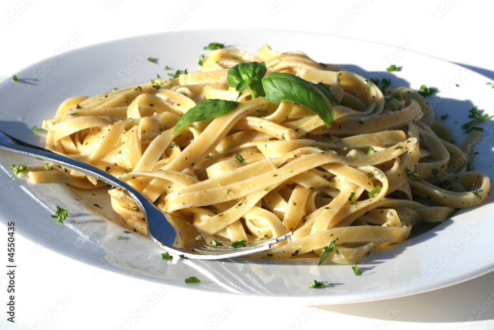 Fettucine with a pesto parmesan sauce
