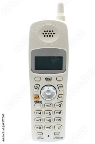 White Cordless Phone. Front View