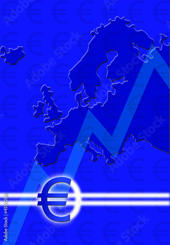 Euro sign with map