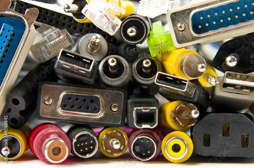 Lots of different electronic connectors and plugs