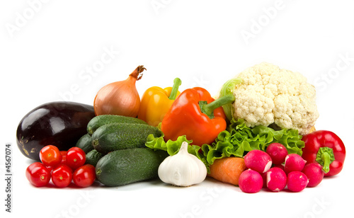 Set of different vegetables isolated on white