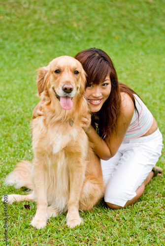 Pretty asian woman with dog