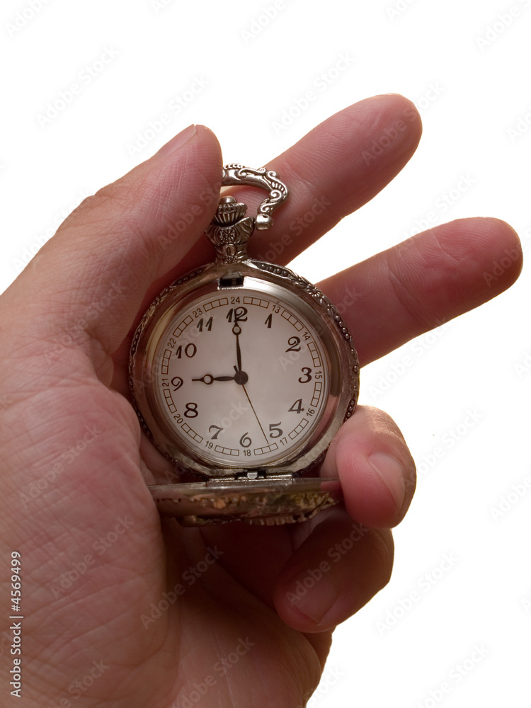 pocket watch in the arm. time concept pocket watch in the arm. time concept