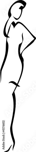 Fashion model's Silhouette, Black White Vector Art, stylized