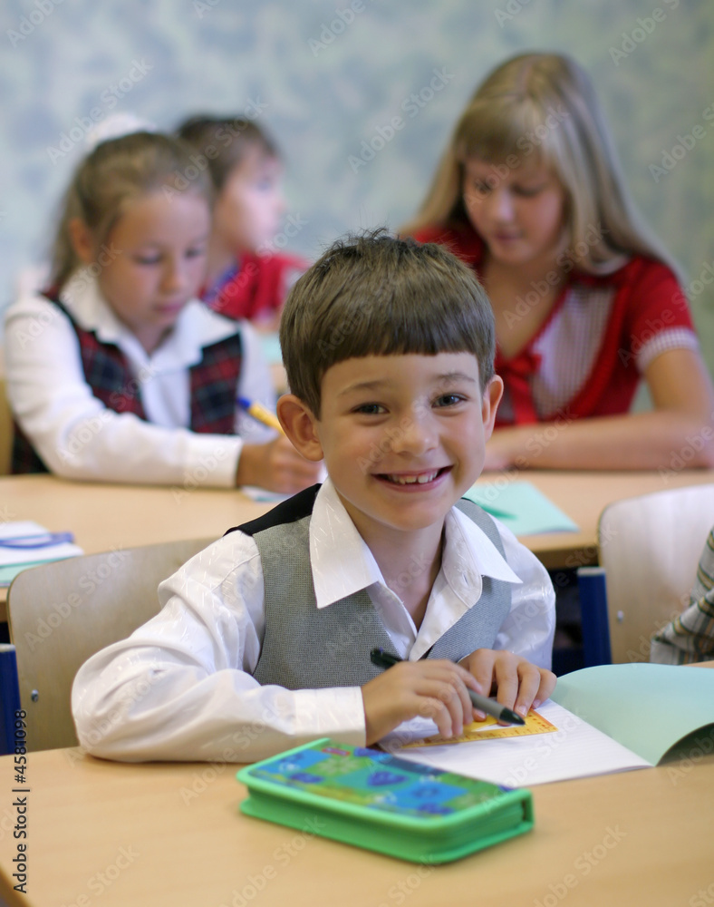 Schoolboy smiling