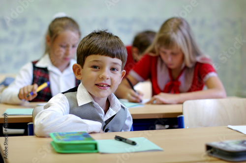 Schoolboy smiling