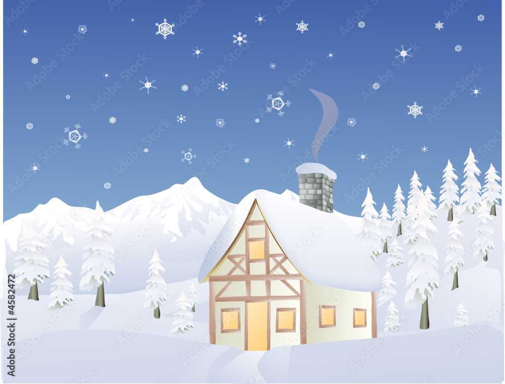 Fototapeta premium Alpine cabin in Winter