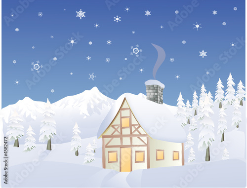 Alpine cabin in Winter