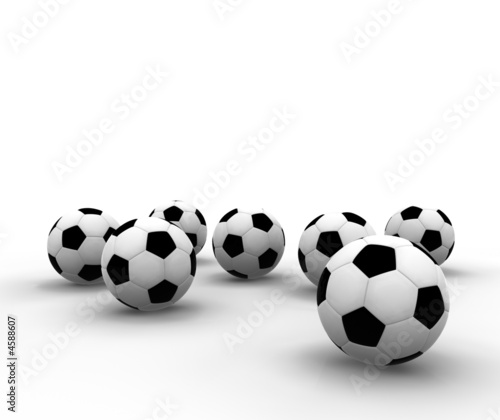 isolated soccer balls - 3d render illustration