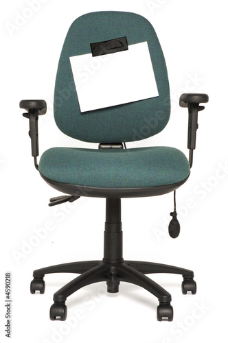 office chair with sign