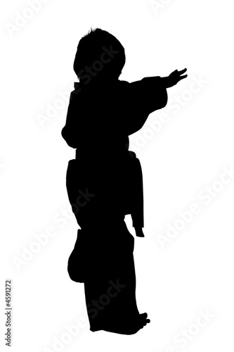 Silhouette With Clipping Path of Martial Arts Boy