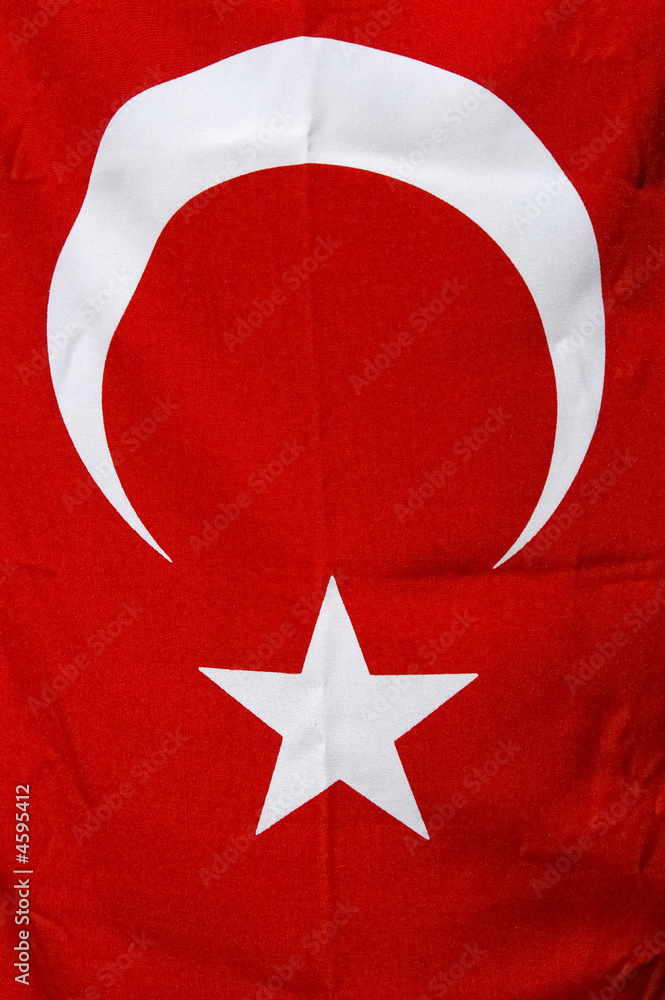 Turkish red with white star and moon Photo | Adobe Stock