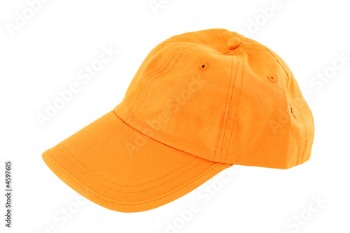 Orange baseball cap isolated on white