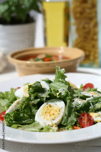 Salad with Hard Boiled Egg