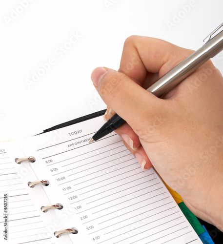 writing on an organizer