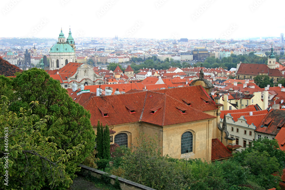 The aerial view of Prague