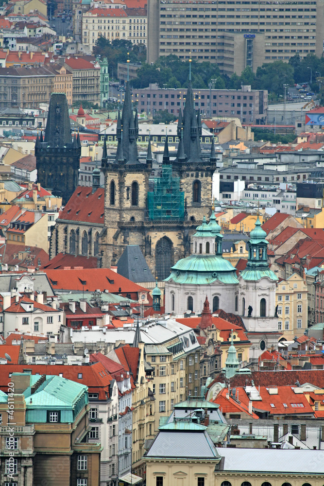 The aerial view of Prague