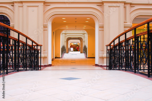 sight from bridge through arch in GUM, Moscow,Russia