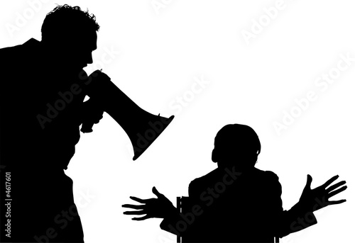 Silhouette With Clipping Path of Man yelling at woman photo