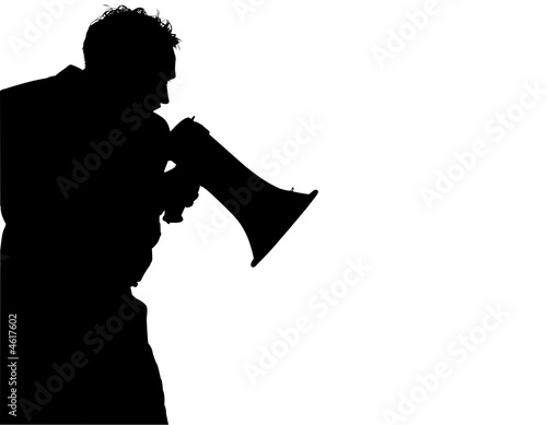 Silhouette With Clipping Path of man yelling photo