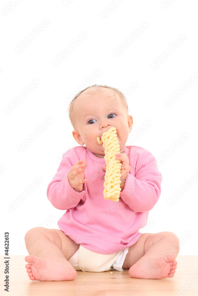 baby and snack