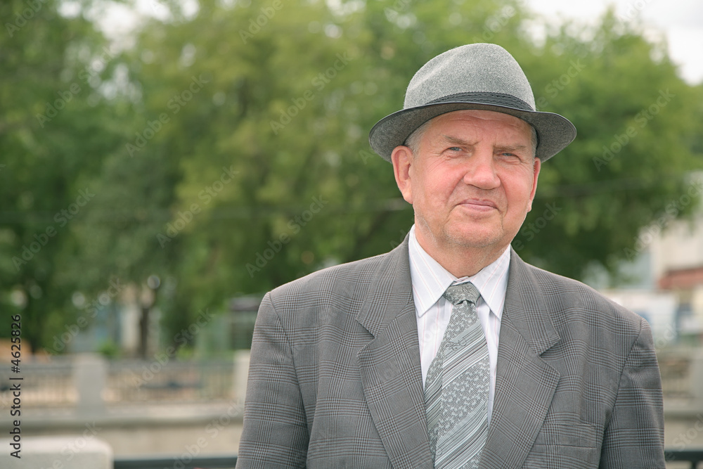 senior in suit and hat senior in suit and hat
