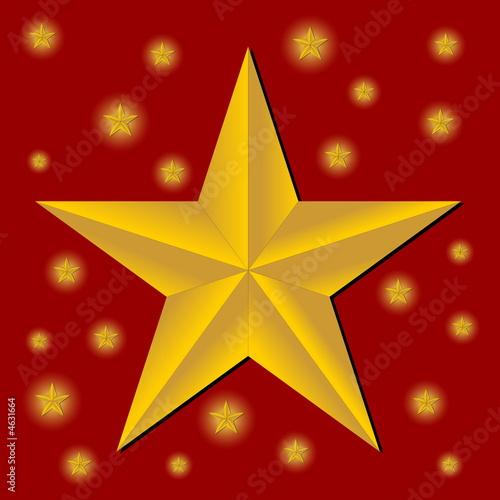 Christmas pattern made with stars over red gradient background